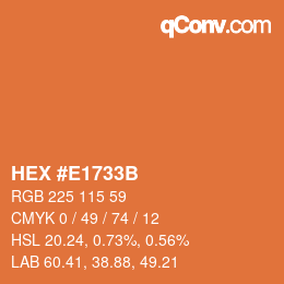 Color code: HEX #E1733B | qconv.com