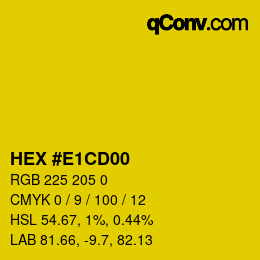 Code couleur: HEX #E1CD00 | qconv.com