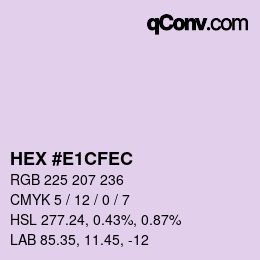 カラーコード: HEX #E1CFEC | qconv.com