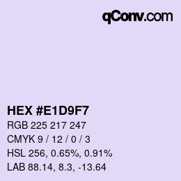 Color code: HEX #E1D9F7 | qconv.com