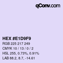 Color code: HEX #E1D9F9 | qconv.com