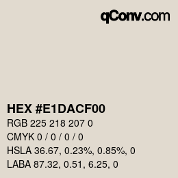 颜色代码: HEX #E1DACF00 | qconv.com