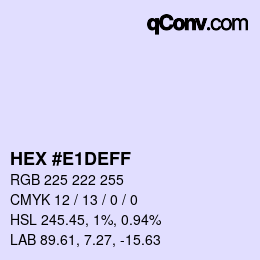 Color code: HEX #E1DEFF | qconv.com