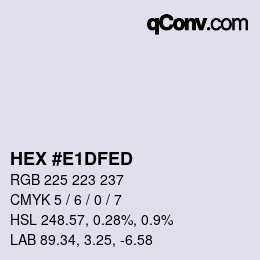 Farbcode: HEX #E1DFED | qconv.com