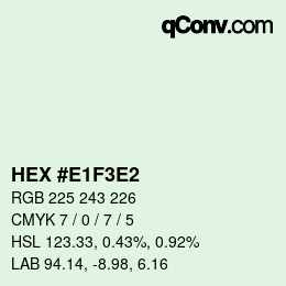 Color code: HEX #E1F3E2 | qconv.com