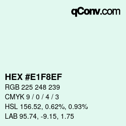 カラーコード: HEX #E1F8EF | qconv.com