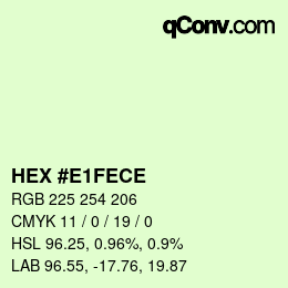 カラーコード: HEX #E1FECE | qconv.com
