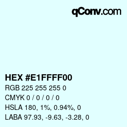 Color code: HEX #E1FFFF00 | qconv.com