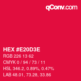 Color code: HEX #E20D3E | qconv.com