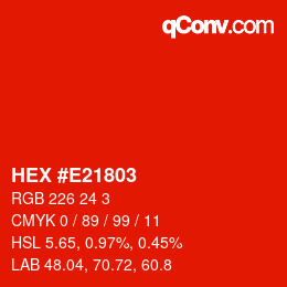 Color code: HEX #E21803 | qconv.com