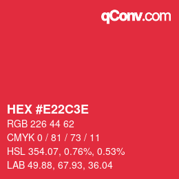 Color code: HEX #E22C3E | qconv.com