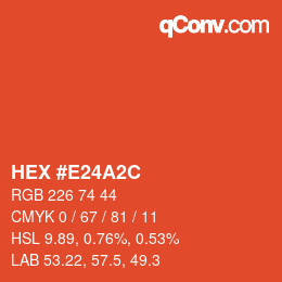 Color code: HEX #E24A2C | qconv.com