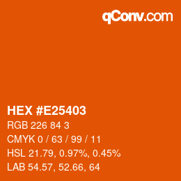 Color code: HEX #E25403 | qconv.com