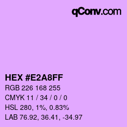 颜色代码: HEX #E2A8FF | qconv.com