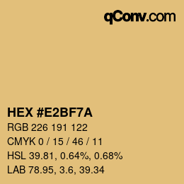 Color code: HEX #E2BF7A | qconv.com