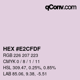 Color code: HEX #E2CFDF | qconv.com