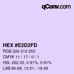 Color code: HEX #E2D2FD | qconv.com