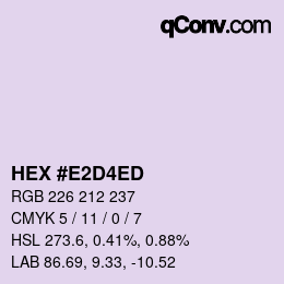 カラーコード: HEX #E2D4ED | qconv.com