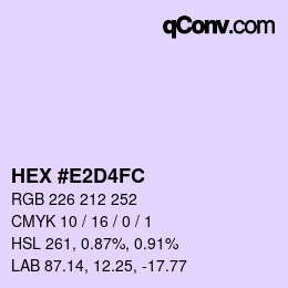 颜色代码: HEX #E2D4FC | qconv.com