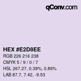 カラーコード: HEX #E2D8EE | qconv.com