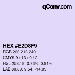 颜色代码: HEX #E2D8F9 | qconv.com