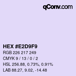 Color code: HEX #E2D9F9 | qconv.com