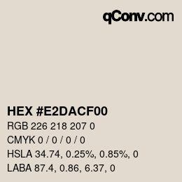 Code couleur: HEX #E2DACF00 | qconv.com