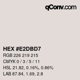 Color code: HEX #E2DBD7 | qconv.com