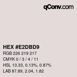 Color code: HEX #E2DBD9 | qconv.com