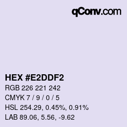 Color code: HEX #E2DDF2 | qconv.com