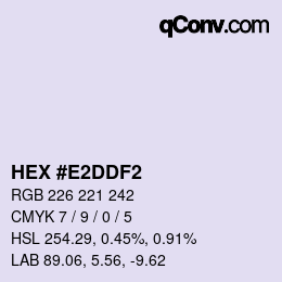 カラーコード: HEX #E2DDF2 | qconv.com