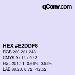 颜色代码: HEX #E2DDF8 | qconv.com