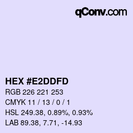 Color code: HEX #E2DDFD | qconv.com