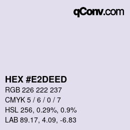 Farbcode: HEX #E2DEED | qconv.com