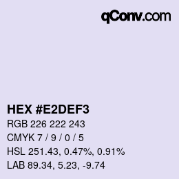Color code: HEX #E2DEF3 | qconv.com