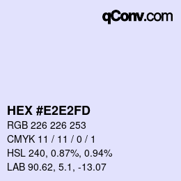 Color code: HEX #E2E2FD | qconv.com