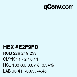 カラーコード: HEX #E2F9FD | qconv.com