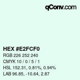 Farbcode: HEX #E2FCF0 | qconv.com