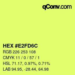 Color code: HEX #E2FD6C | qconv.com
