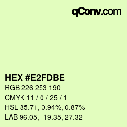 颜色代码: HEX #E2FDBE | qconv.com