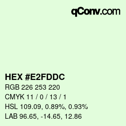 カラーコード: HEX #E2FDDC | qconv.com