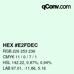 Color code: HEX #E2FDEC | qconv.com