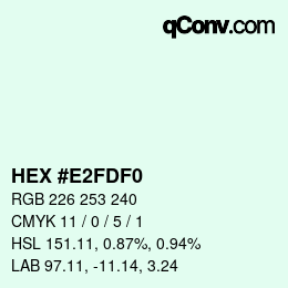 カラーコード: HEX #E2FDF0 | qconv.com