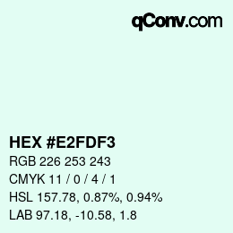 颜色代码: HEX #E2FDF3 | qconv.com