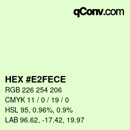 カラーコード: HEX #E2FECE | qconv.com