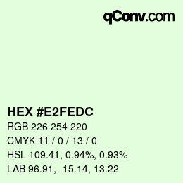 カラーコード: HEX #E2FEDC | qconv.com