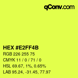 Color code: HEX #E2FF4B | qconv.com