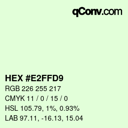 Color code: HEX #E2FFD9 | qconv.com