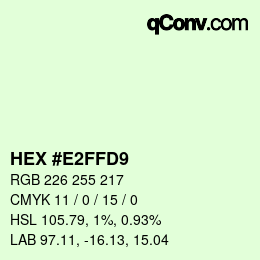 カラーコード: HEX #E2FFD9 | qconv.com