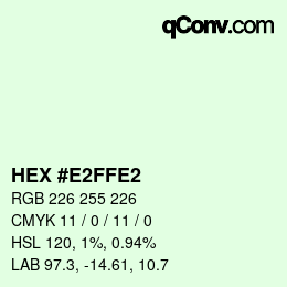 Color code: HEX #E2FFE2 | qconv.com